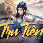 Giao diện game slot Tru Tiên với các biểu tượng tiên hiệp, hiệu ứng ánh sáng rực rỡ và vòng quay huyền ảo.